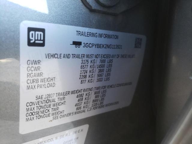 Photo 10 from auction – 2022 CHEVROLET SILVERADO with VIN 3GCPYBEK2NG113531