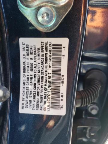 Photo 10 from auction – 2017 HONDA CIVIC EX with VIN 19XFC1F37HE017017