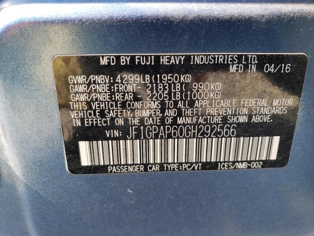 Photo 10 from auction – 2016 SUBARU IMPREZA SP with VIN JF1GPAP60GH292566