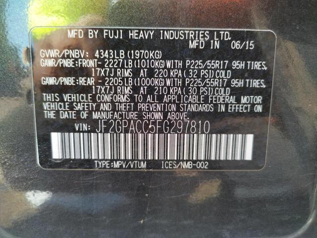 Photo 10 from auction – 2015 SUBARU XV CROSSTR with VIN JF2GPACC5FG297810