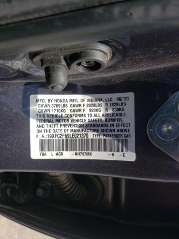 Photo 10 from auction – 2020 HONDA CIVIC LX with VIN 19XFC2F69LE021370