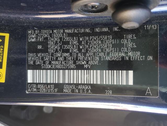Photo 10 from auction – 2013 TOYOTA HIGHLANDER with VIN 5TDDK3EH8DS275985