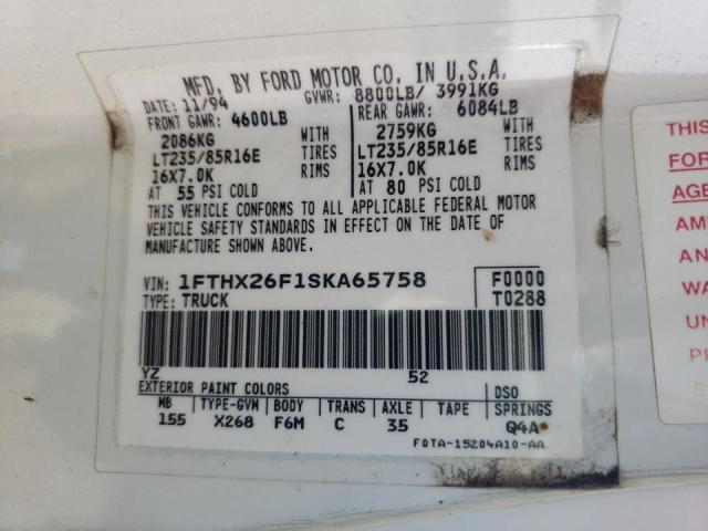 Photo 10 from auction – 1995 FORD F250 with VIN 1FTHX26F1SKA65758