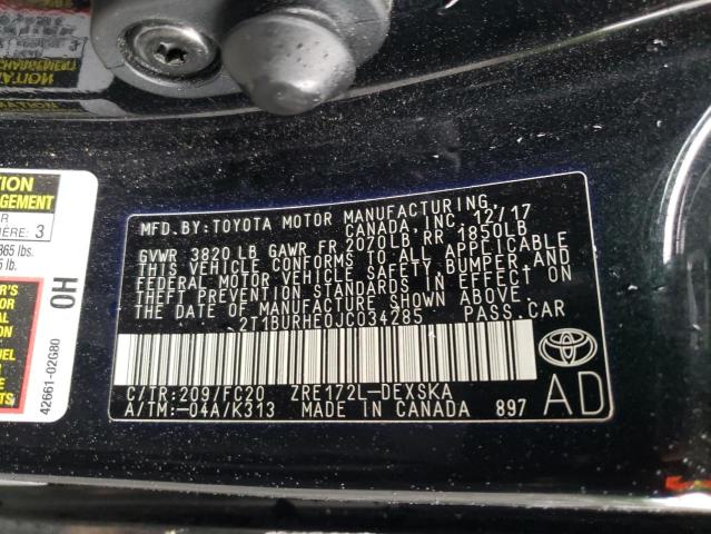 Photo 10 from auction – 2018 TOYOTA COROLLA L with VIN 2T1BURHE0JC034285