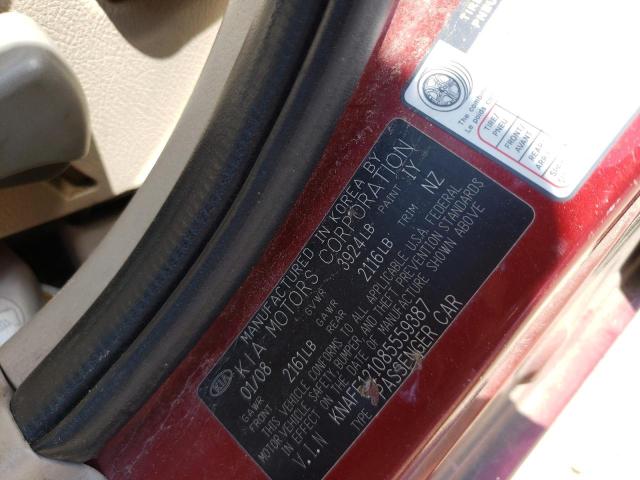 Photo 10 from auction – 2008 KIA SPECTRA EX with VIN KNAFE121085559387