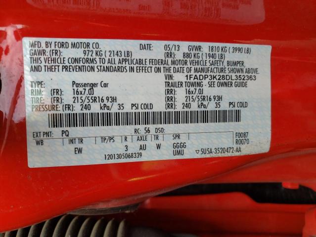 Photo 10 from auction – 2013 FORD FOCUS SE with VIN 1FADP3K28DL352363