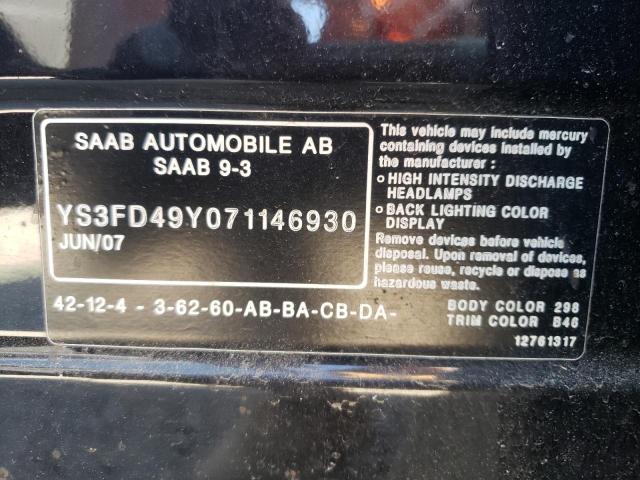 Photo 10 from auction – 2007 SAAB 9-3 2.0T with VIN YS3FD49Y071146930
