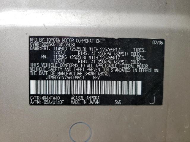 Photo 10 from auction – 2006 TOYOTA RAV4 LIMIT with VIN JTMBD31V766008921