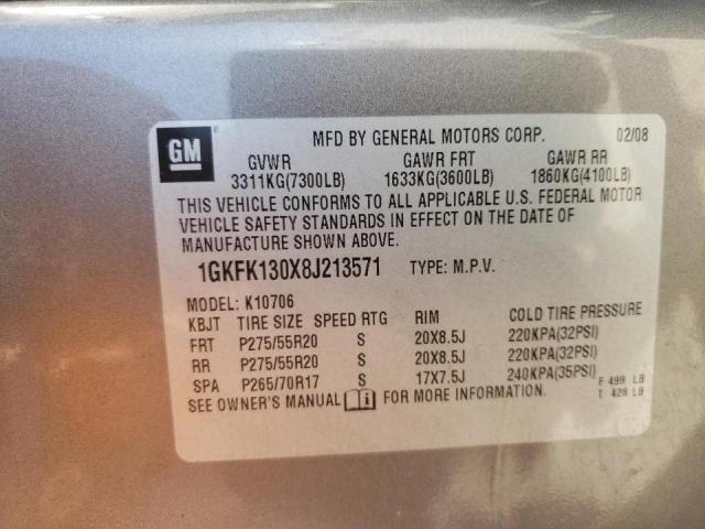 Photo 10 from auction – 2008 GMC YUKON with VIN 1GKFK130X8J213571