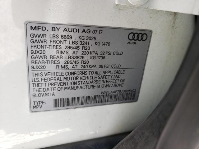 Photo 10 from auction – 2018 AUDI Q7 PREMIUM with VIN WA1LAAF79JD005402