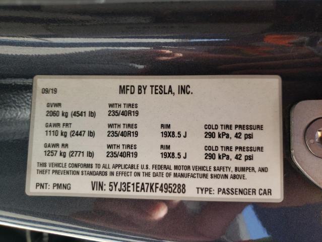 Photo 10 from auction – 2019 TESLA MODEL 3 with VIN 5YJ3E1EA7KF495288