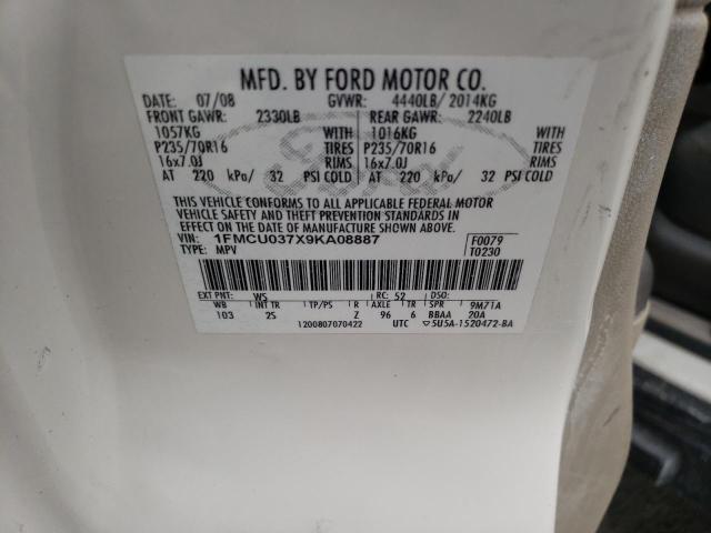 Photo 10 from auction – 2009 FORD SPECO with VIN 1FMCU037X9KA08887