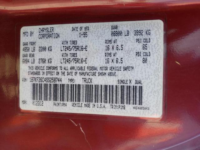 Photo 10 from auction – 1995 DODGE RAM 2500 with VIN 1B7KF26C4SS258744