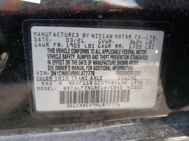 Photo 10 from auction – 2021 NISSAN VERSA SV with VIN 3N1CN8EV9ML877776