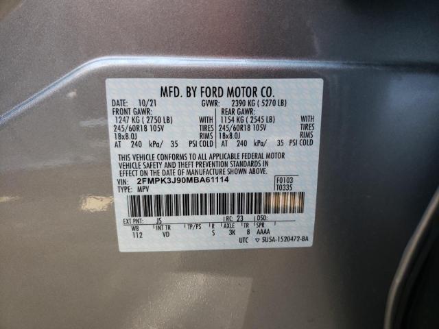 Фото 10 с аукциона – 2021 FORD EDGE SEL с VIN 2FMPK3J90MBA61114