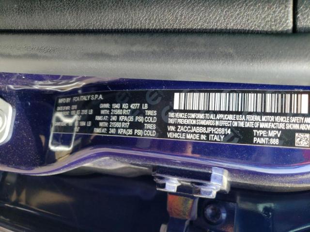 Photo 10 from auction – 2018 JEEP RENEGADE L with VIN ZACCJABB8JPH26814