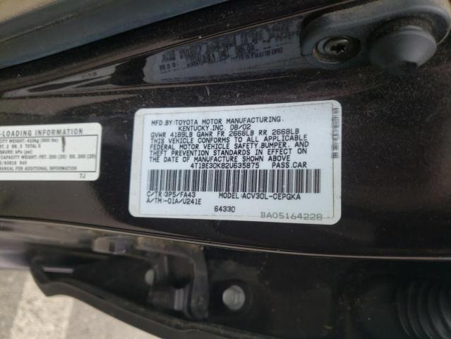 Photo 10 from auction – 2002 TOYOTA CAMRY LE with VIN 4T1BE30K82U635875
