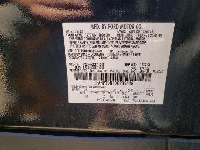 Photo 10 from auction – 2013 FORD TAURUS SE with VIN 1FAHP2D81DG235648