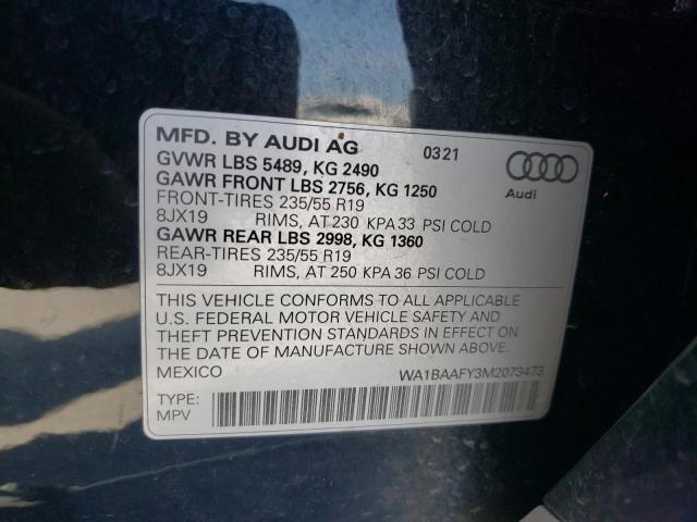 Photo 10 from auction – 2021 AUDI Q5 PREMIUM with VIN WA1BAAFY3M2073473