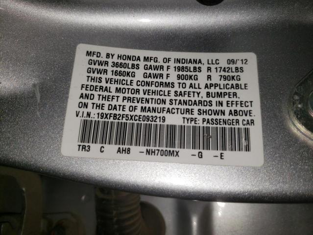 Photo 10 from auction – 2012 HONDA CIVIC with VIN 19XFB2F5XCE093219