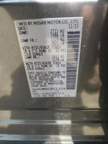 Photo 10 from auction – 2016 NISSAN PATHFINDER with VIN 5N1AR2MM9GC601334