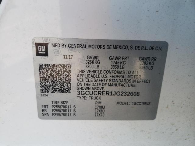Photo 10 from auction – 2018 CHEVROLET SILVERADO with VIN 3GCUCRER1JG232608