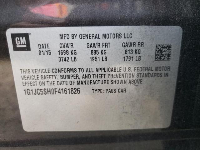 Photo 10 from auction – 2015 CHEVROLET SONIC LT with VIN 1G1JC5SH0F4161826