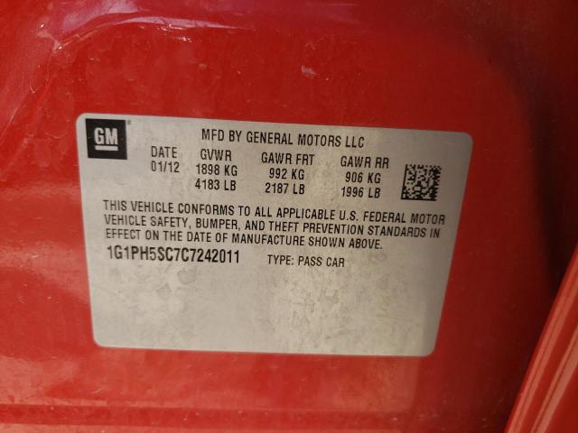 Photo 10 from auction – 2012 CHEVROLET CRUZE LTZ with VIN 1G1PH5SC7C7242011