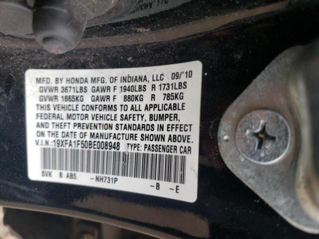Photo 10 from auction – 2011 HONDA CIVIC LX with VIN 19XFA1F50BE008948