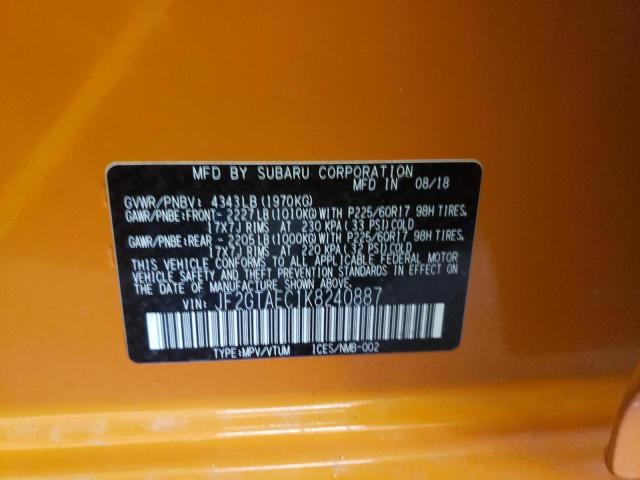 Photo 10 from auction – 2019 SUBARU CROSSTREK with VIN JF2GTAEC1K8240887