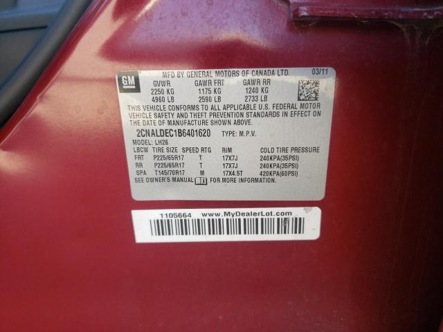 Photo 10 from auction – 2011 CHEVROLET EQUINOX LT with VIN 2CNALDEC1B6401620