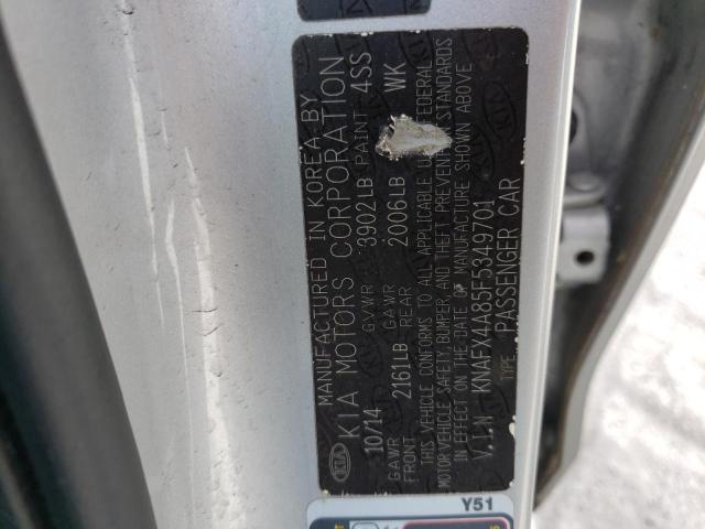 Photo 10 from auction – 2015 KIA FORTE EX with VIN KNAFX4A85F5349701