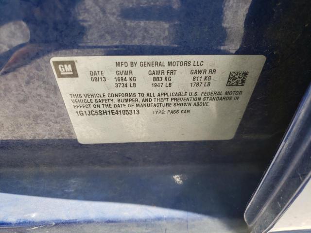 Photo 10 from auction – 2014 CHEVROLET SONIC LT with VIN 1G1JC5SH1E4105313