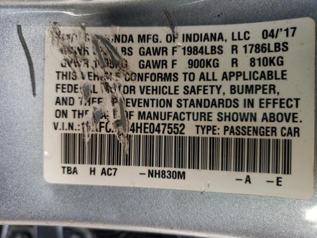 Photo 10 from auction – 2017 HONDA CIVIC LX with VIN 19XFC2F54HE047552