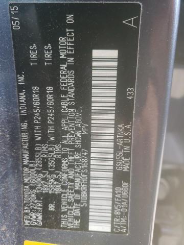 Photo 10 from auction – 2015 TOYOTA HIGHLANDER with VIN 5TDBKRFH0FS168747
