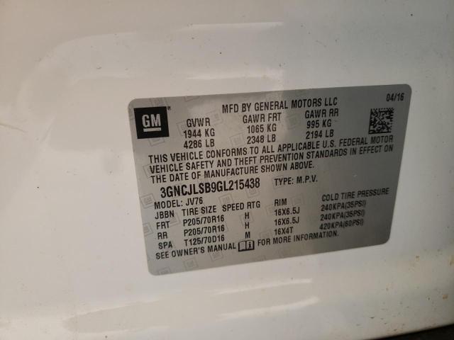 Photo 10 from auction – 2016 CHEVROLET TRAX 1LT with VIN 3GNCJLSB9GL215438