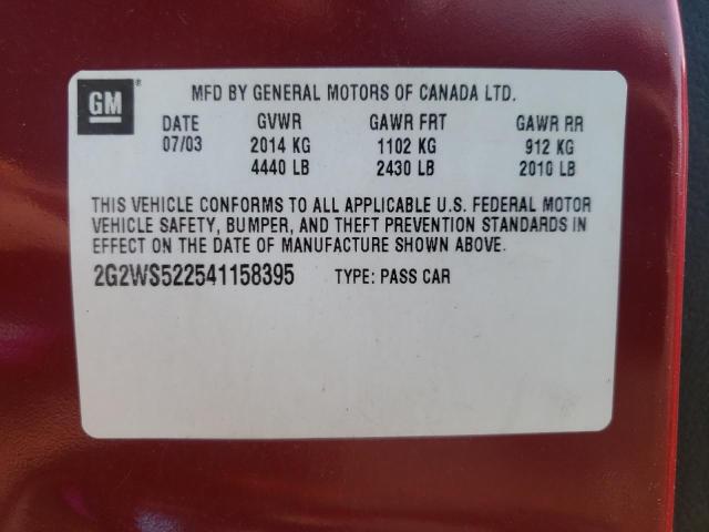 Photo 10 from auction – 2004 PONTIAC GRAND PRIX with VIN 2G2WS522541158395