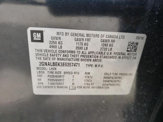 Photo 10 from auction – 2014 CHEVROLET EQUINOX LT with VIN 2GNALBEK3E6357471