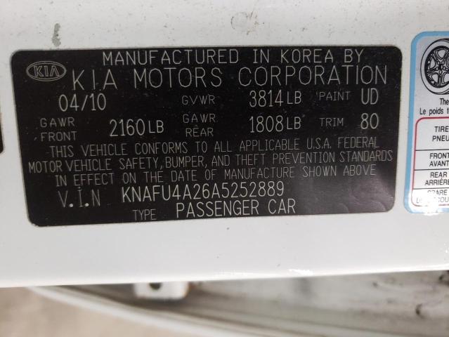 Photo 10 from auction – 2010 KIA FORTE EX with VIN KNAFU4A26A5252889