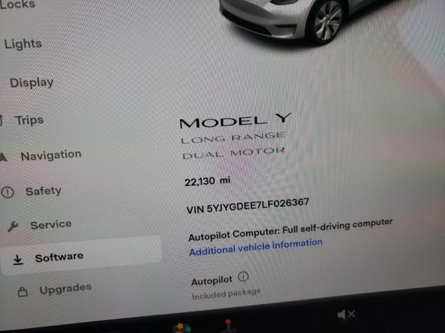 Photo 8 from auction – 2020 TESLA MODEL Y with VIN 5YJYGDEE7LF026367