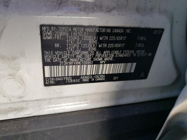 Photo 10 from auction – 2021 TOYOTA RAV4 LE with VIN 2T3H1RFVXMC126943