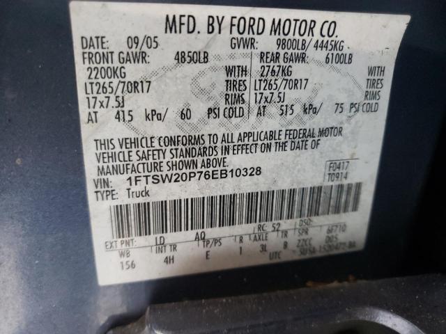 Photo 10 from auction – 2006 FORD F250 SUPER with VIN 1FTSW20P76EB10328