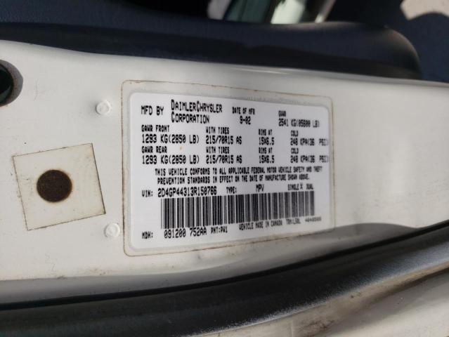 Photo 10 from auction – 2003 DODGE GRAND CARA with VIN 2D4GP44313R150766