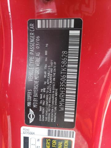 Photo 10 from auction – 2006 MINI COOPER S with VIN WMWRH33506TK58628