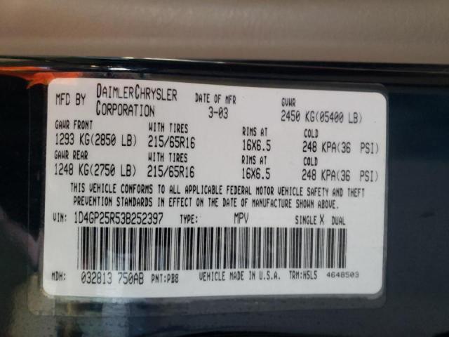 Photo 10 from auction – 2003 DODGE CARAVAN SE with VIN 1D4GP25R53B252397