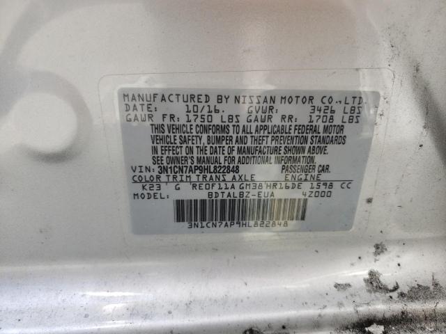 Photo 10 from auction – 2017 NISSAN VERSA S with VIN 3N1CN7AP9HL822848