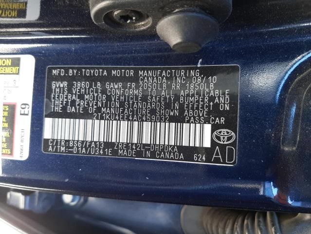 Photo 10 from auction – 2010 TOYOTA COROLLA MA with VIN 2T1KU4EE4AC459032