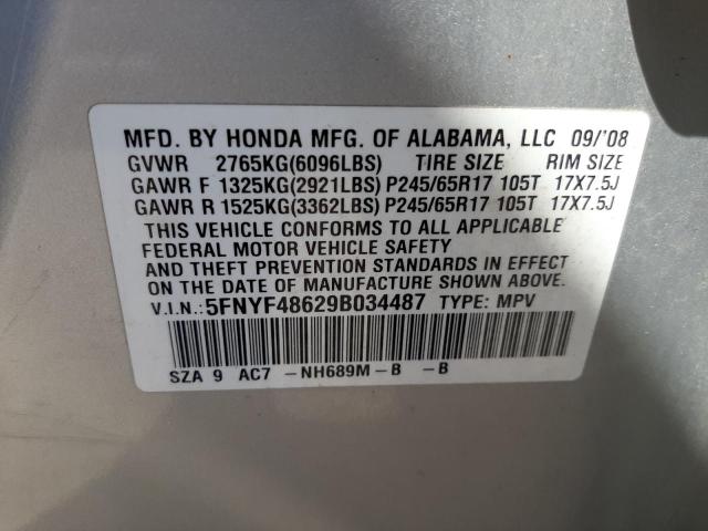 Photo 10 from auction – 2009 HONDA PILOT EXL with VIN 5FNYF48629B034487