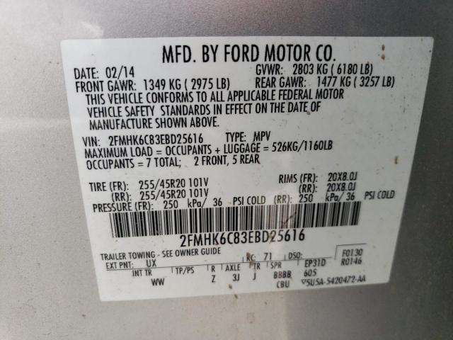 Photo 10 from auction – 2014 FORD FLEX SEL with VIN 2FMHK6C83EBD25616