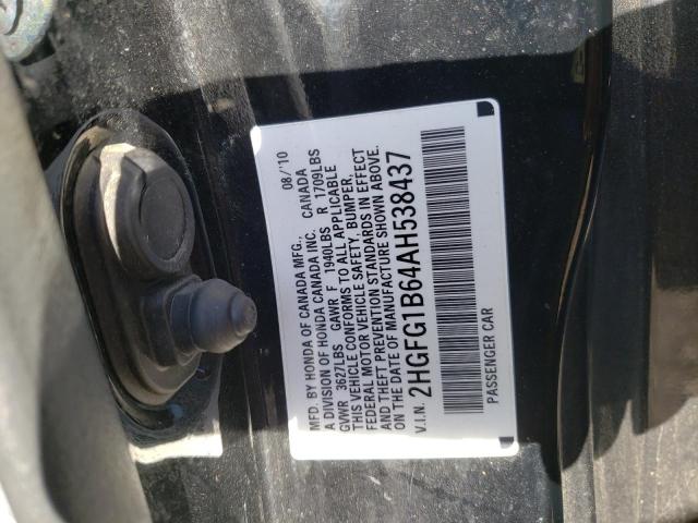 Photo 10 from auction – 2010 HONDA CIVIC with VIN 2HGFG1B64AH538437